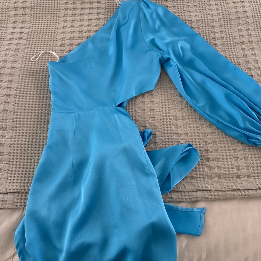 Hello Molly Elegant Blue One-Shoulder Dress 0